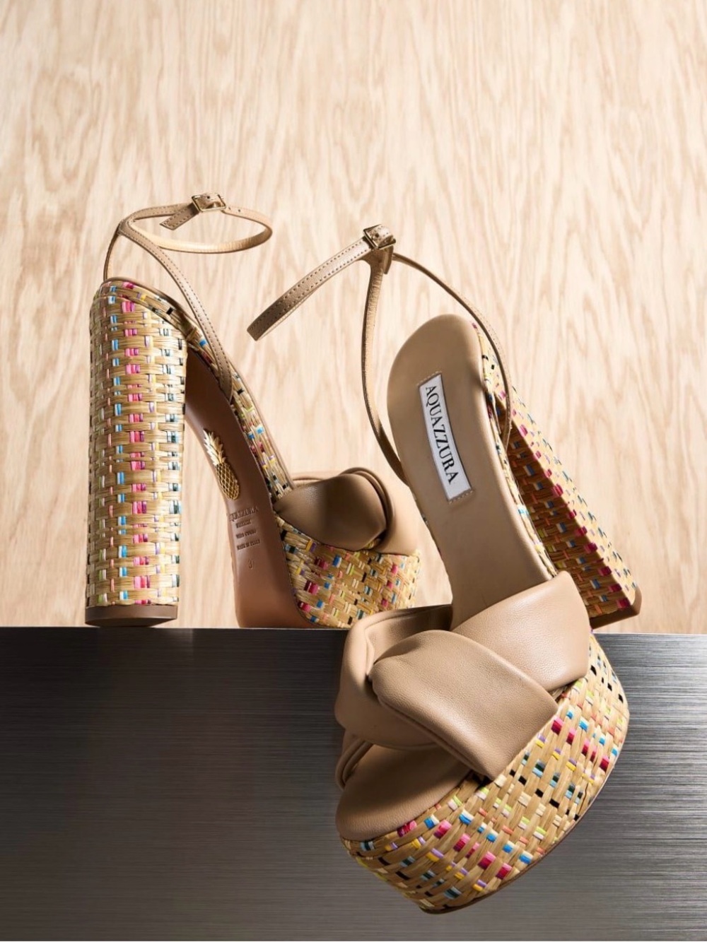 AQUAZZURA Olie Twisted Leather Platform Sandal - Picture 2 of 9